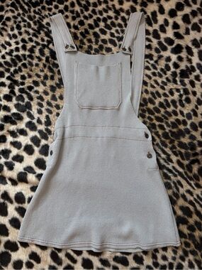 NWT ZARA KNIT BIB OVERALL DRESS BLUE SMALL 3597/100/406